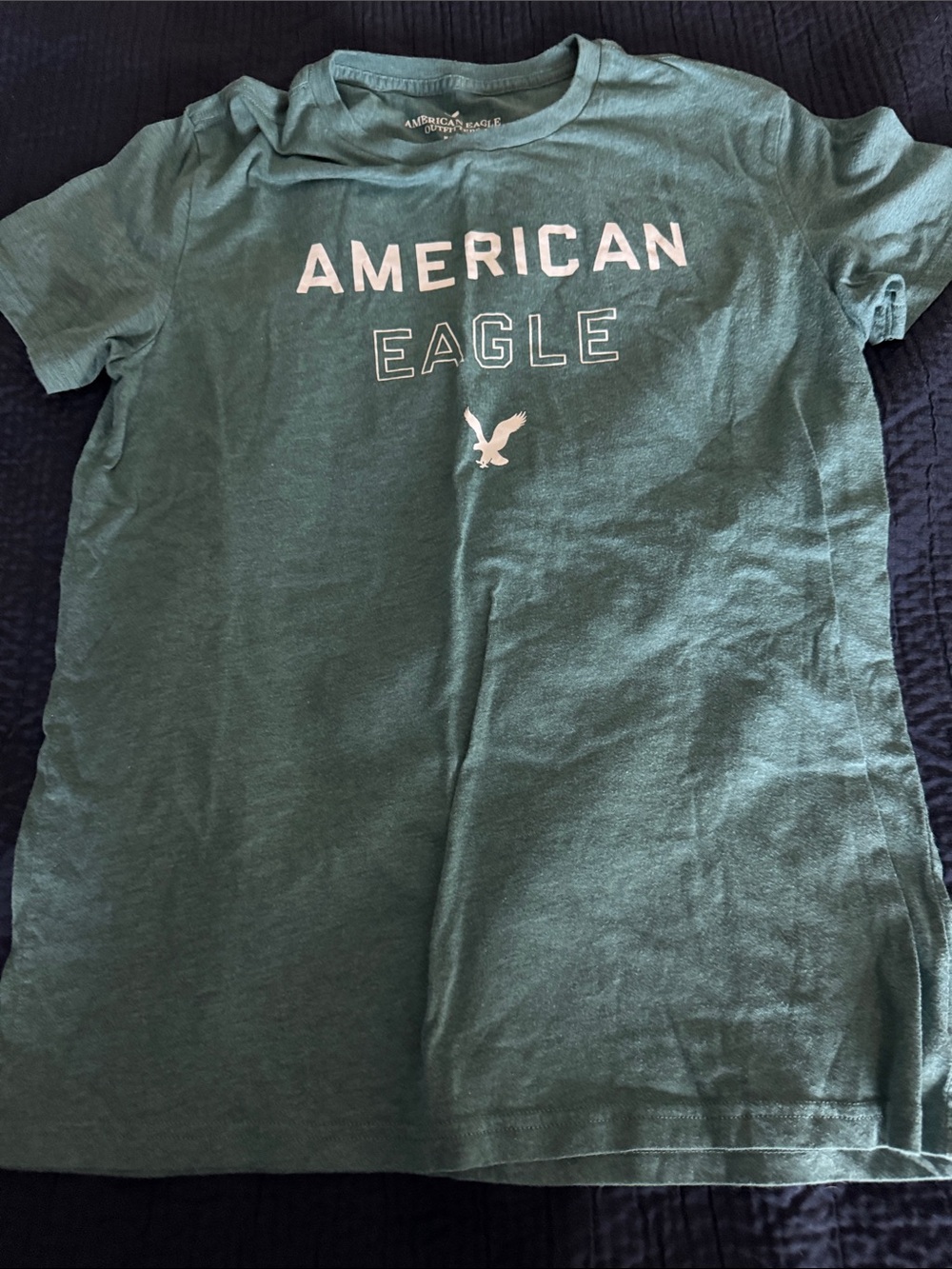American Eagle Outfitters Heather Teal Logo Tee - Mens